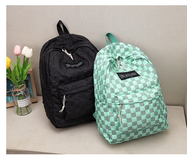 Korean ins artistic trend checkerboard checkered backpack, Japanese Harajuku style fresh and clean high school and junior high school student bag undefined