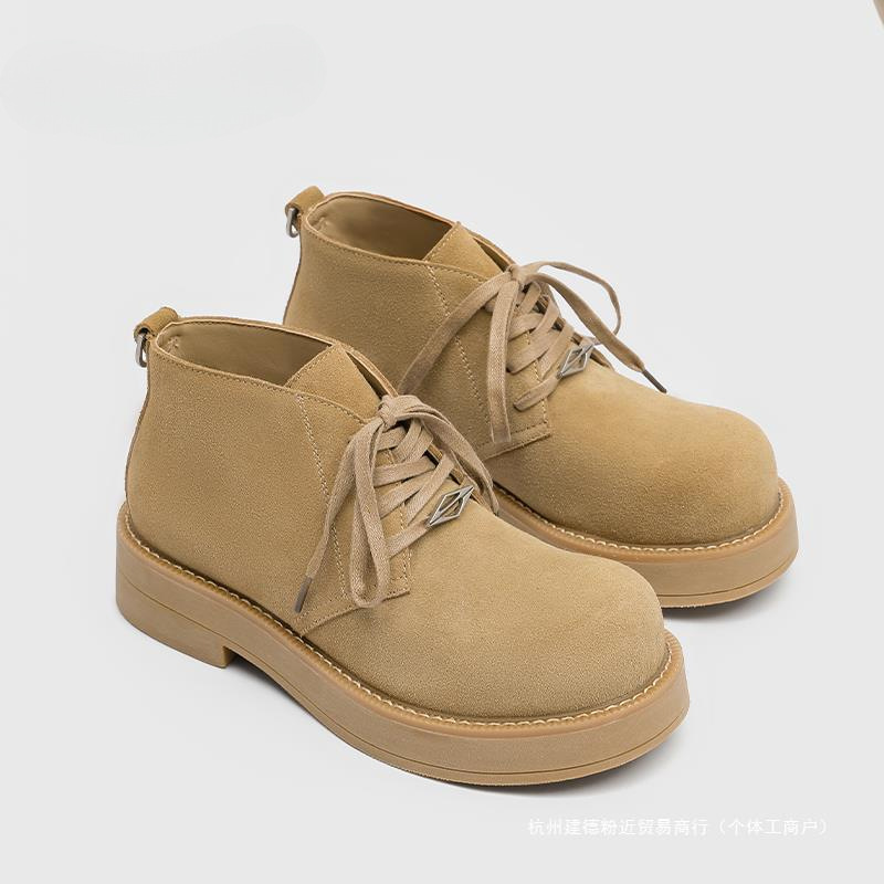 2024 새로운 스타일의 큰 발가락 신발 남성 두꺼운 밑창 높은 마틴 부츠 복고풍 작업복 짧은 부츠 가죽 하이 탑 캐주얼 가죽 신발