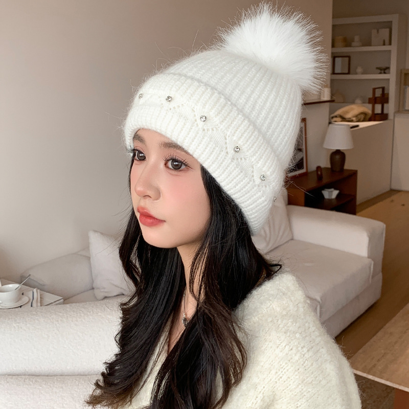 韩版秋冬季帽子女款大头围可爱毛球针织帽护耳保暖毛线帽百搭冷帽|undefined