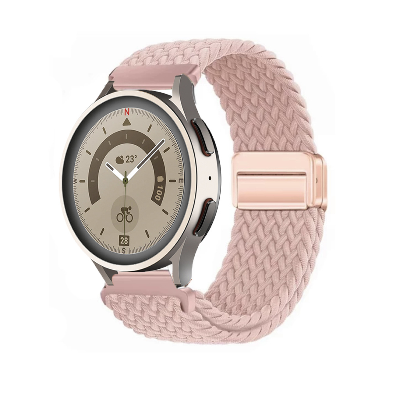 Adecuado para correa de reloj Huawei GT5 con hebilla de succión magnética, correa de reloj deportivo Samsung watch7 elástica y transpirable tejida de nailon