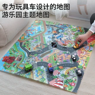 定制跨境亚马逊儿童停车场地图无纺布游戏垫80*70交通道路玩具