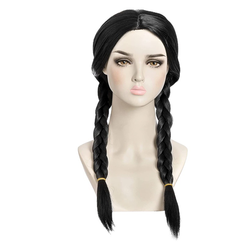 Negro doble debate peluca Adams familia miércoles mismo estilo de vestir peluca