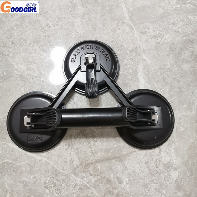 三爪真空吸盘黑色铝合金玻璃吸盘搬运安装工具手动吸提器现货供应