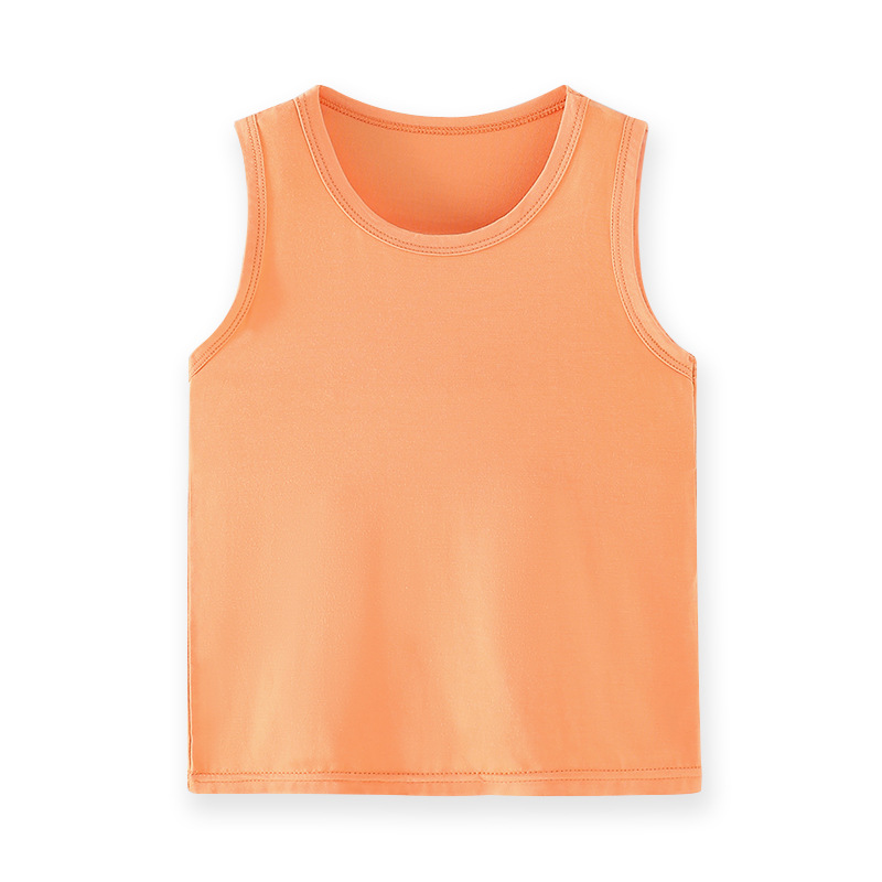 Chaleco modal para niños color sólido cuello redondo chaleco elástico transpirable absorción de humedad niños y niñas chaleco en forma de I verano para niños