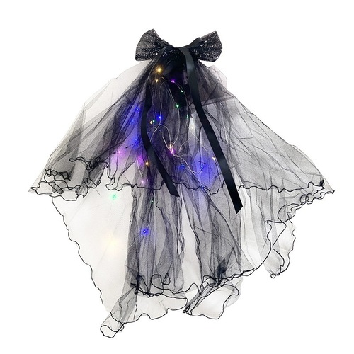 Black wedding veil, lace hair accessories, Halloween decoration hairpins, mesh bow hair accessories, hairpin accessories wholesale