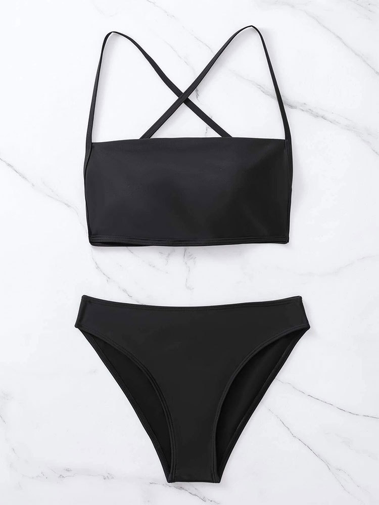 Bikini 2024 új nyakkivágású pánt nélküli strand osztott fürdőruha, háromszög alakú meleg tavaszi bikini női fürdőruha_voghion.com