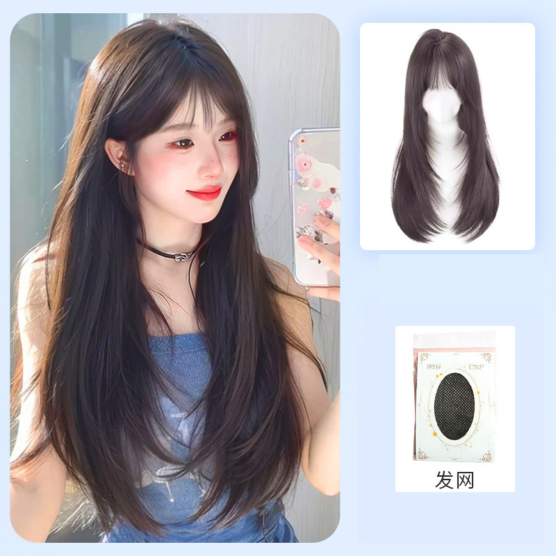 假发女全头套高层次橘色古早风自然蓬松长直发整顶长卷发|undefined
