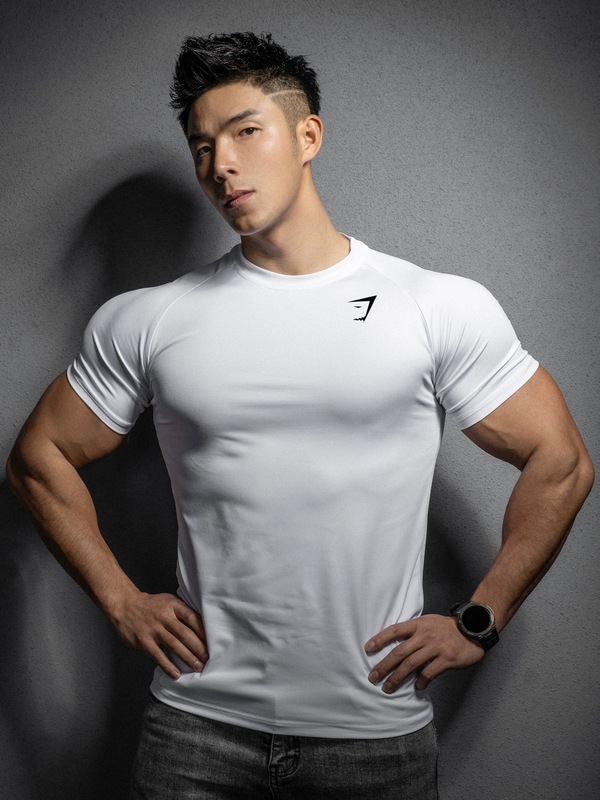 GYMSHARK フィットネス半袖 2025 新しい対外貿易筋肉スポーツタイト Tシャツプリント弾性速乾 Tシャツ|undefined