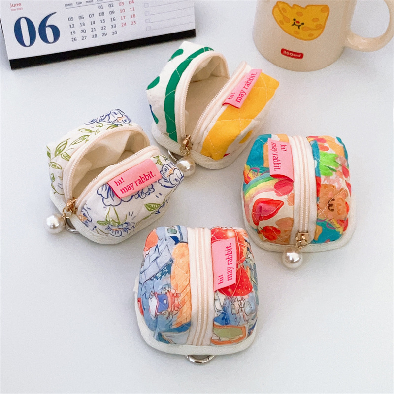 Cute Coin Purse Suitable for Apple Wireless Bluetooth Headset Dustproof Protective Soft Shell Quilted Mini Pendant Bag