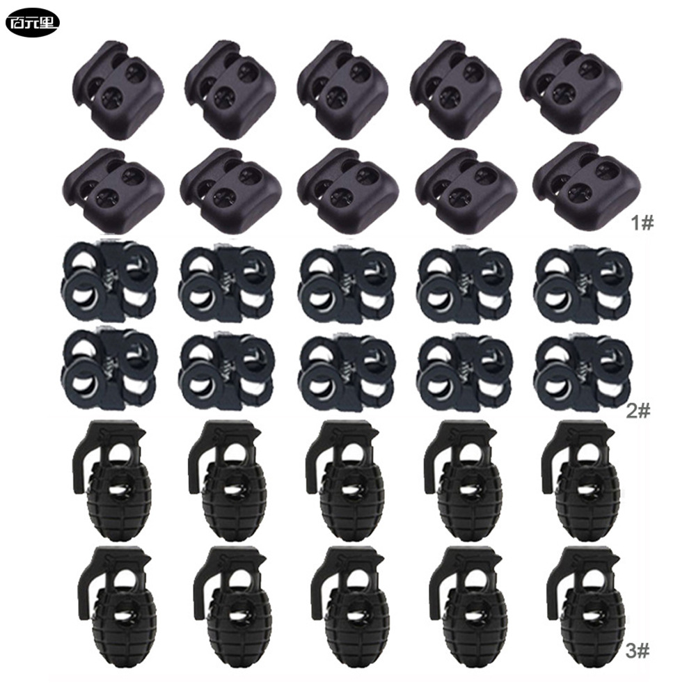 10PCS AOTUDOR 야외 가방 플라스틱 로프 버클 잠금 미끄럼 방지 플라스틱 우산 로프 라인 잠금 신발 끈 버클 대형 조리개