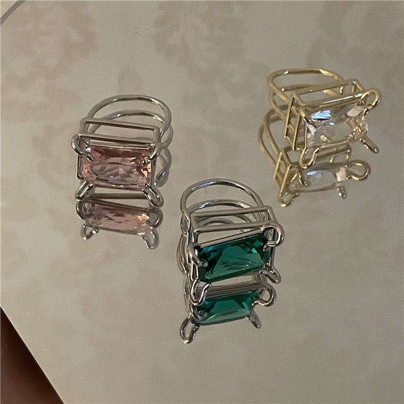 Wholesale Jewelry Square Crystal Gem Hollow Multi-layer Ring Nihaojewelry display picture 8