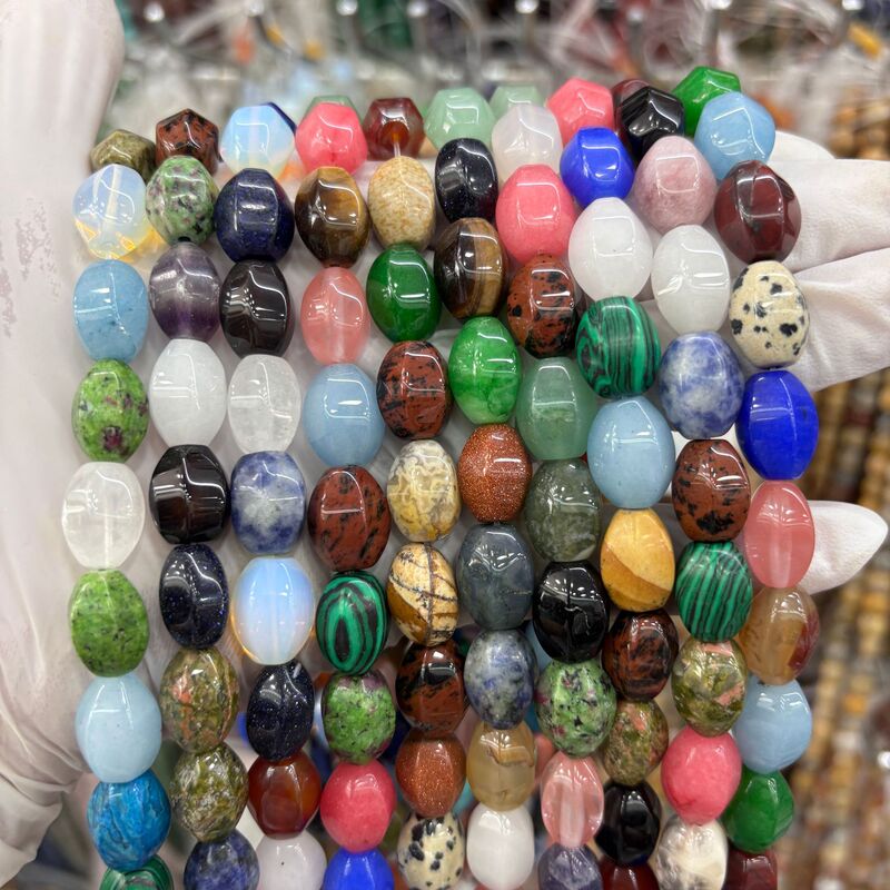 10X14Mm Natural Stone Agate Hexagonal Rice Beads Loose Beads DIY Bracelet Necklace Jewelry Accessories Semi-Finished Beads Wholesale