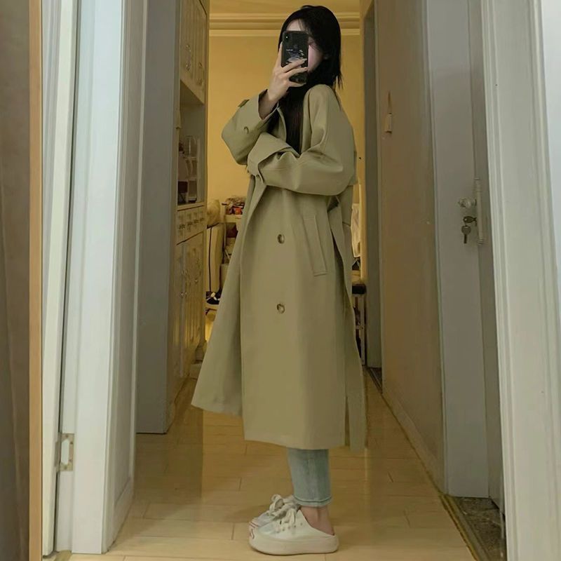 年流行英伦风衣女春秋季韩式中长款小个子卡其色大衣外套|undefined