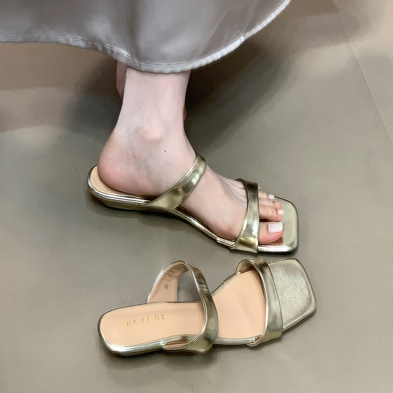 Ocean one sandalias y pantuflas abiertas para mujer 2025 nuevas chanclas de cabeza cuadrada sexy de verano para llevar zapatillas de viaje