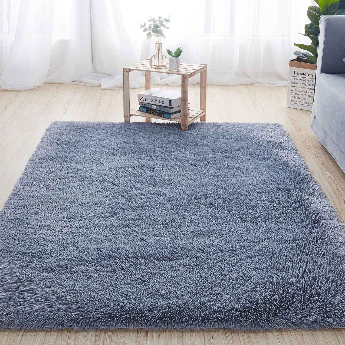Alfombra teñida de seda de felpa de pelo largo transfronterizo, alfombra de piso, sala de estar, dormitorio, manta de cama resistente a la suciedad y fácil de cuidar