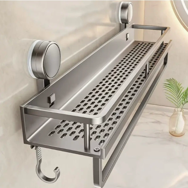 Настенная полка-вешалка для ванной с присосками