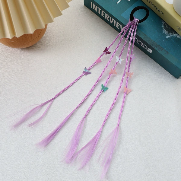3# purple butterfly flower piece (1 hair tie and 5 small braids)