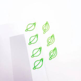 Green leaf paper clip leaf shape paper clip small gift hand account decoration paper clip office stationery paper clip