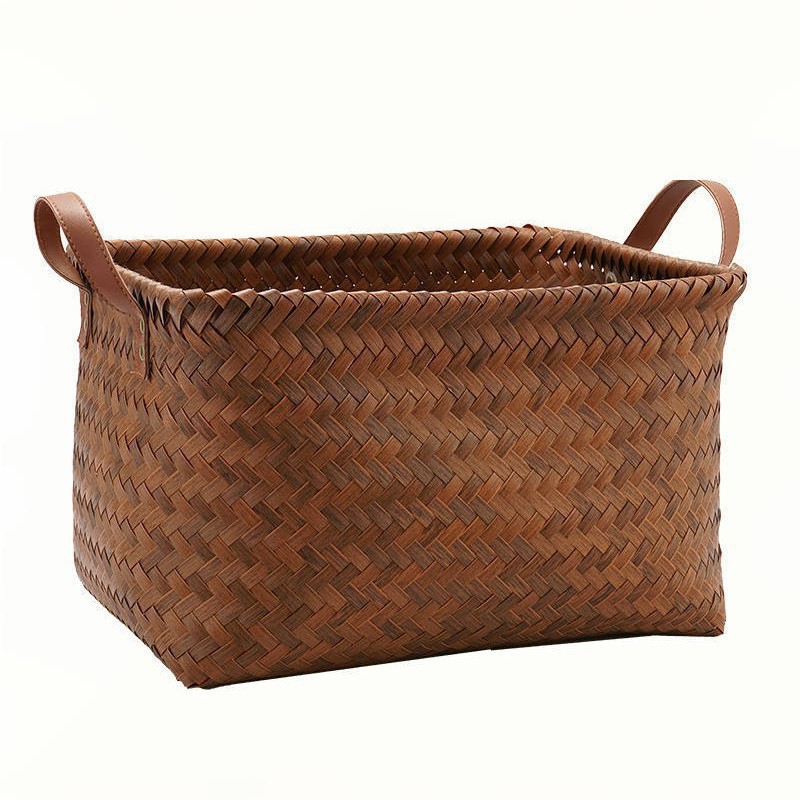 Handwoven Rattan Basket, Premium White/Rattan Cane, Fine Craftsmanship With Inner Lining, Lid & Sturdy Handles, Natural Seagrass Organizer, French & N_voghion.com