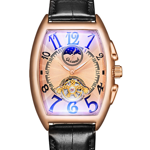 Mechanical watch, men's watch, barrel type mechanical watch, fully automatic mechanical watch, tourbillon, sun, moon and stars men's watch