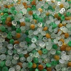 緬甸冰種翡翠盤珠巴山翠級三彩珠6小平安扣隔片散珠子