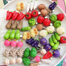 创意趣味仿真蔬菜发夹花菜萝卜竹笋边夹可爱食物食玩发卡辣椒发饰