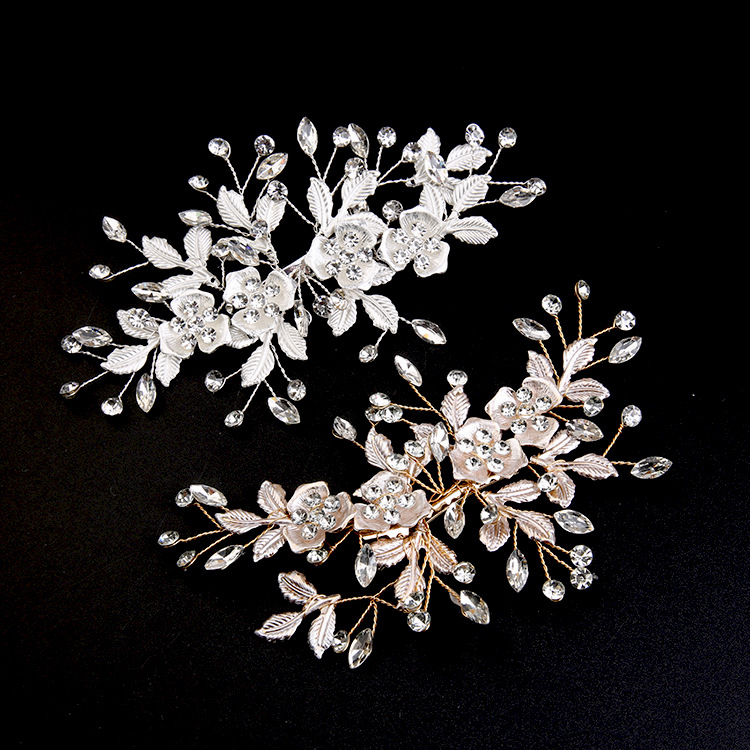 Europa y América oro perla updo pelo clip tocado hecho a mano nupcial corona tocado flor peine accesorios para el cabello joyería nupcial