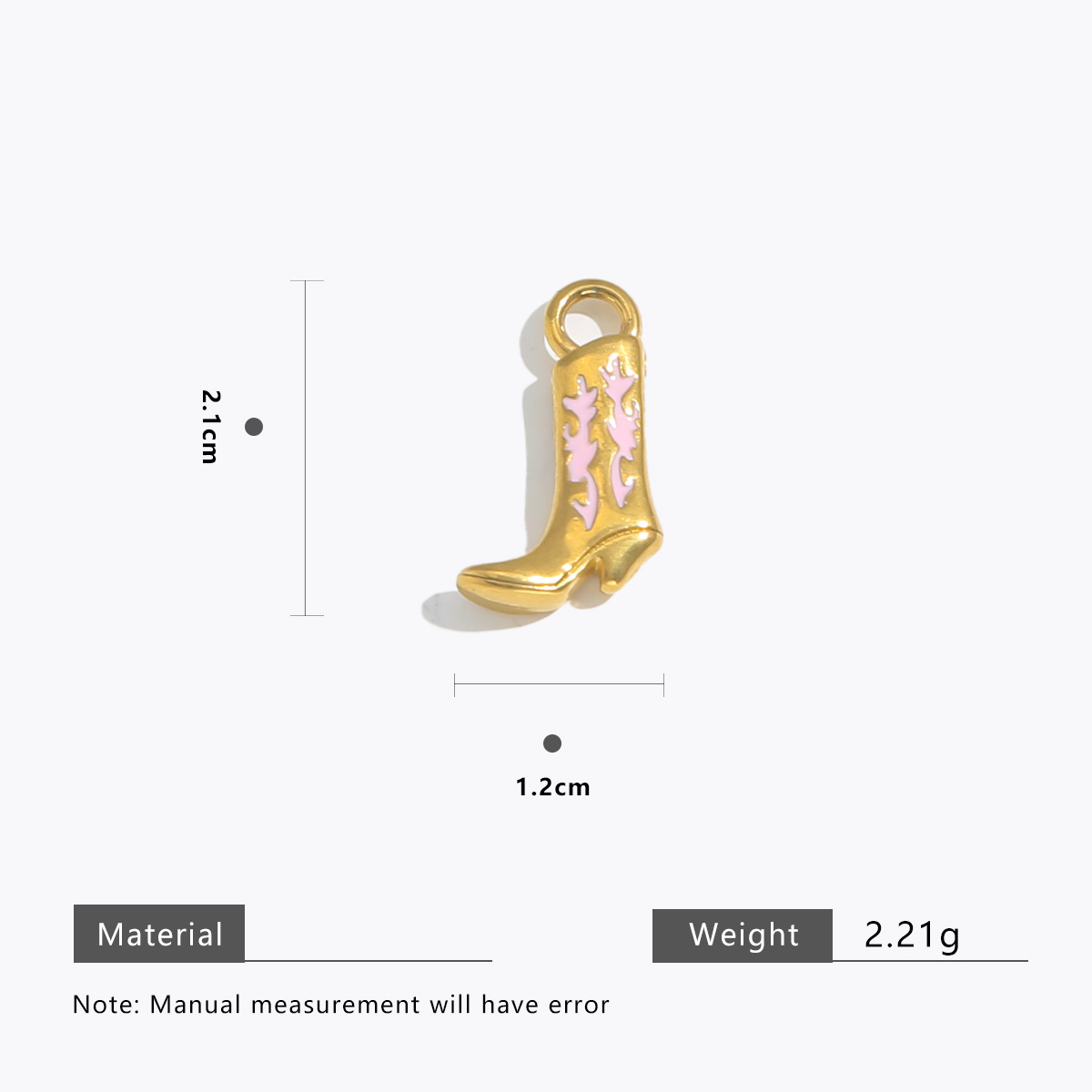 6g Weight Pendant Jewelry Making Type Charms Classification 5 PCS/Package Quantity 304 Stainless Steel Material Boots Pattern All Seasons Season Plating Design Retro, Classic Style Style 5 PCS/Package 304 Stainless Steel Boots Pendant Charms 19