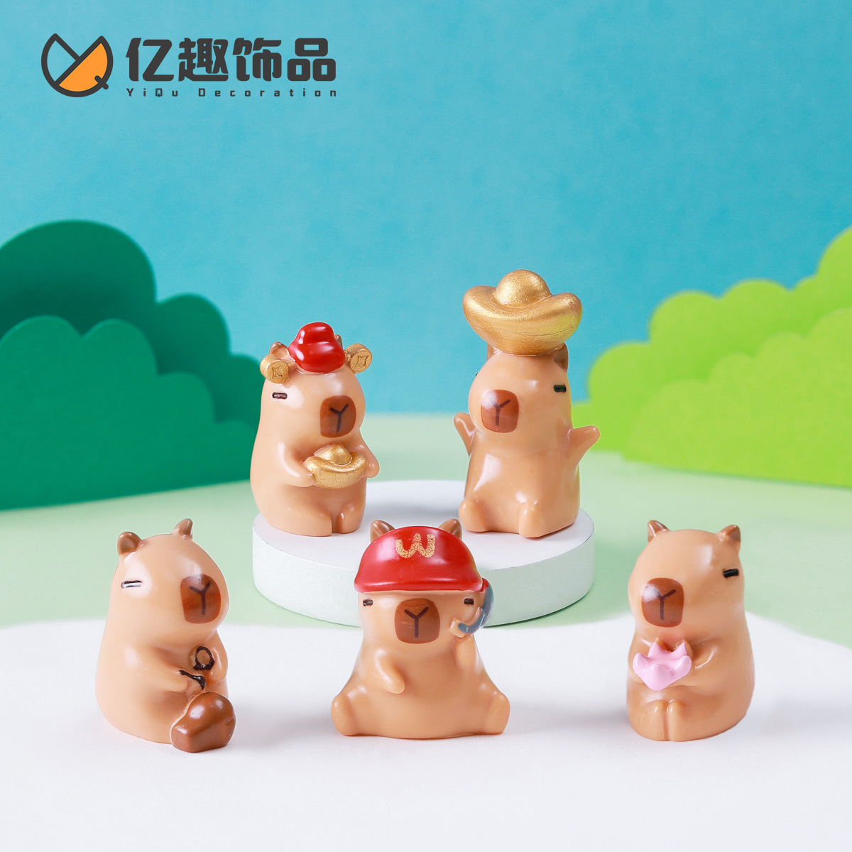 Creativo lindo capabala capybara DIY accesorios de decoración micro paisaje escritorio coche control central reducción adornos