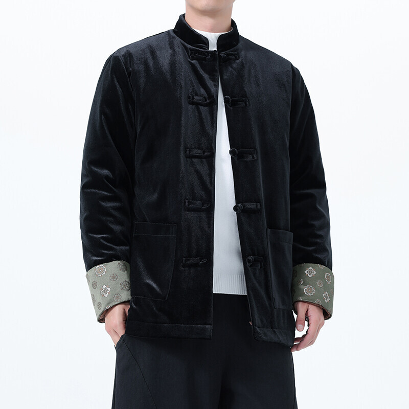 冬季中国风唐装外套男灯芯绒棉衣复古风加厚棉服中式盘扣棉袄汉服