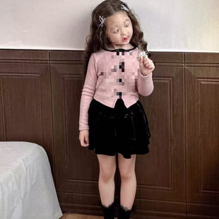 Girls Korean Spring and Autumn suit Chanel Top Bow Base Knitted Shirt Skirt Two-piece Set 0101A042