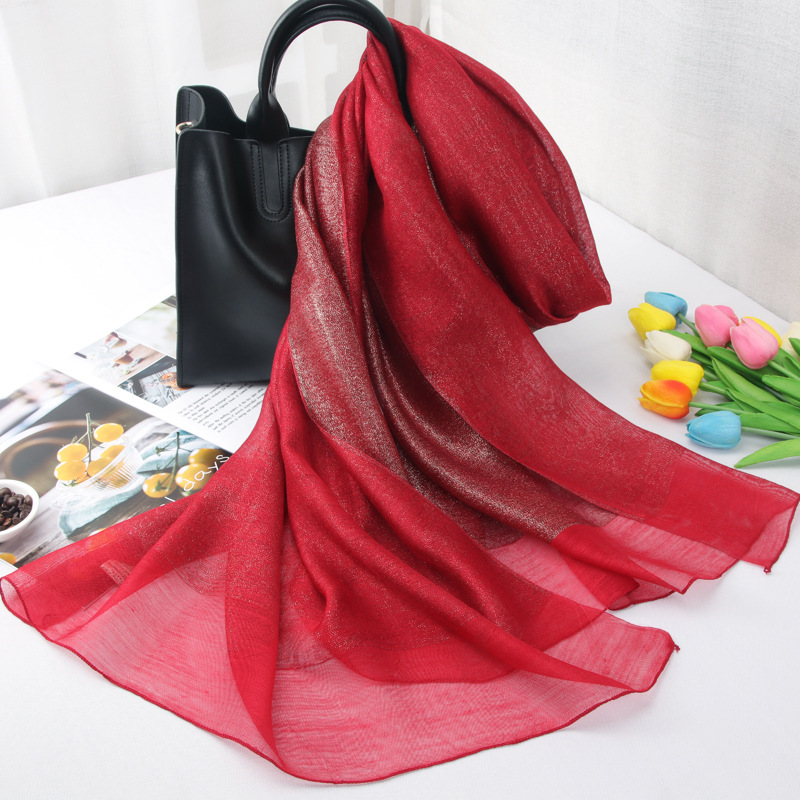High-end Wine Red Silk Wool Scarf, Dress, Cheongsam Shawl, Long Double-layer Women's Autumn And Winter Accessory_voghion.com