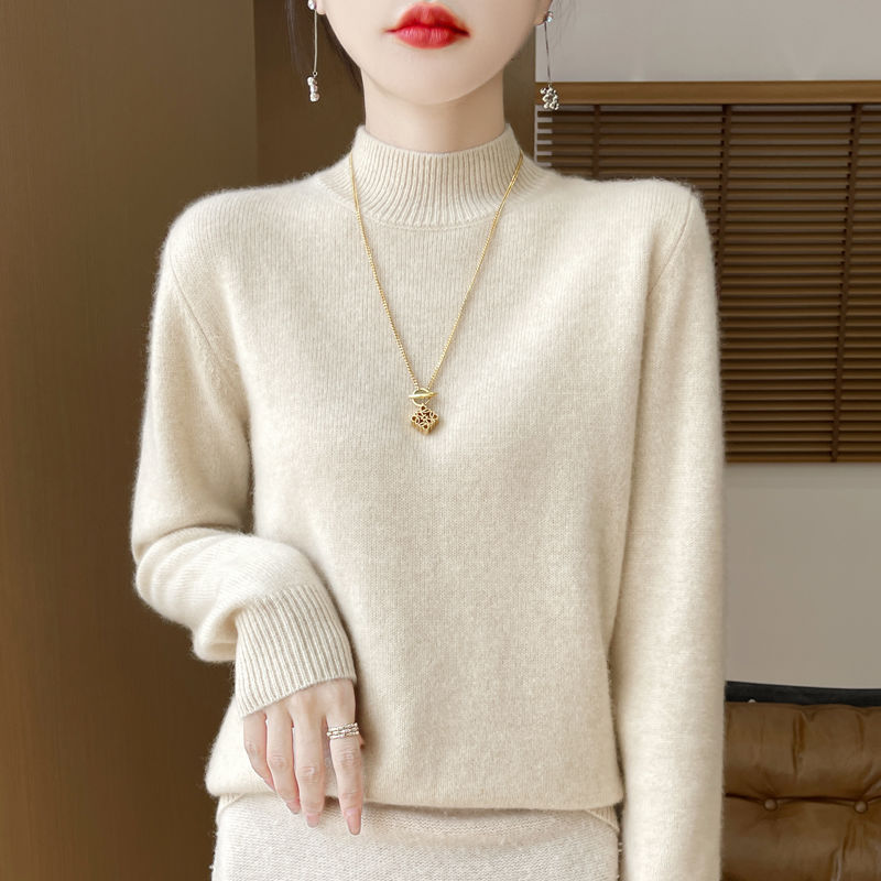 Autumn and Winter New Andy Velvet Thickened Sweater Knitwear Solid Color Slimming Loose Half-High Collar Pullover Base Layer Autumn and Winter New Andy Velvet Thickened Sweater Knitwear Solid Color Slimming Loose Half-High Collar Pullover Base Layer