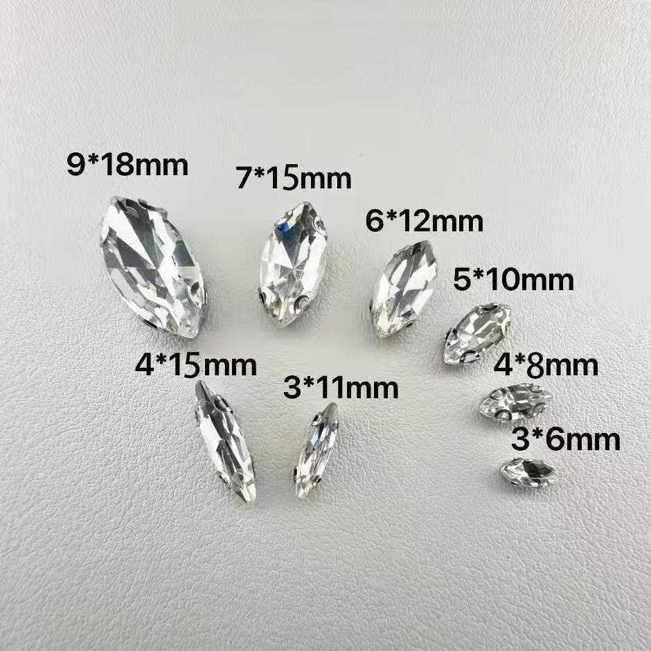 马眼白色耳朵D形爪手缝钻水钻四孔玻璃钻 钉珠针线手缝穿珠玻璃钻