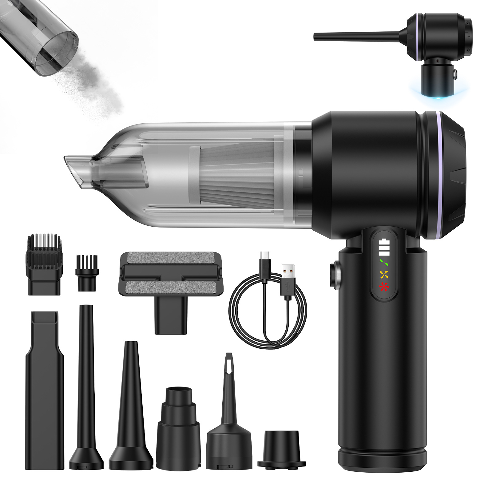 Cross-Border Car Vacuum Cleaner Multi-Functional Brushless Home and Car Dual-Purpose Handheld High-Suction High-Power Car Vacuum Cleaner