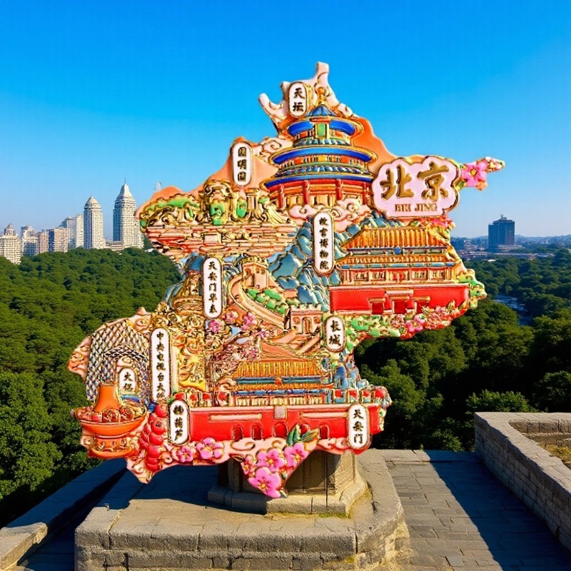 北京文创北京地图款冰箱贴中国城市金属浮雕家居装饰贴旅游纪念品|undefined