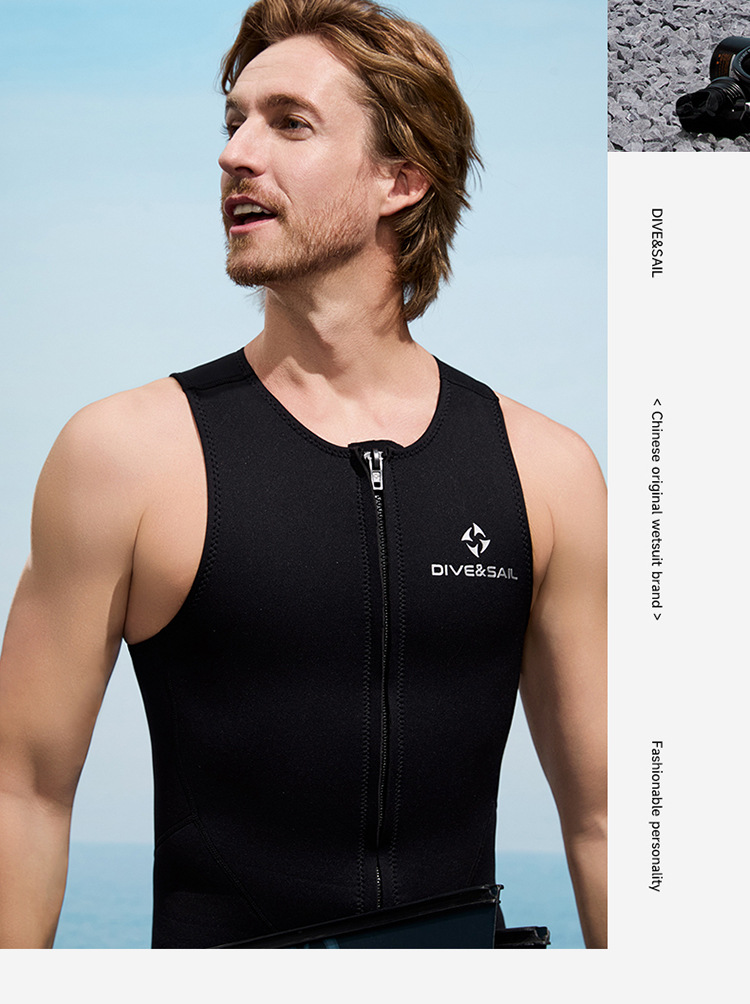 2 mm Neopren-Weste, Neoprenanzüge, einteiliger Neoprenanzug, Reißverschluss vorne, ärmellos, Shorty-Tauchanzug für Herren und Damen, Schnorcheln, Surfen, Badeanzüge – Detail 9