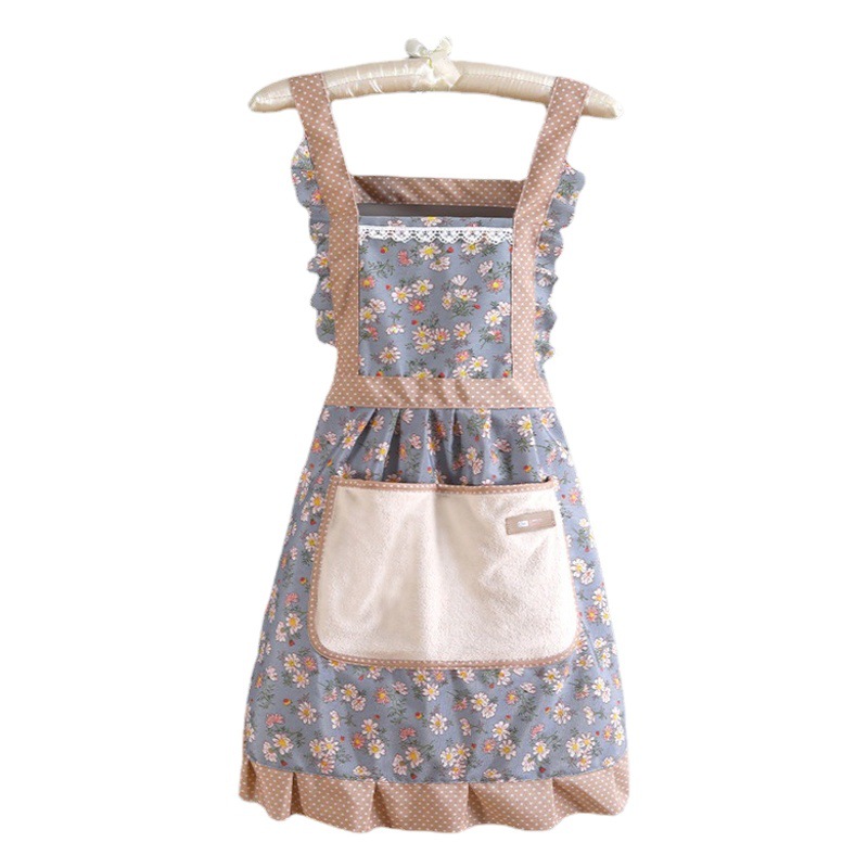 Nuevo estilo coreano lindo delantal de lona Cocina Para el hogar de las mujeres cocina antiincrustante transpirable resistente al desgaste moda pequeña cintura fresca