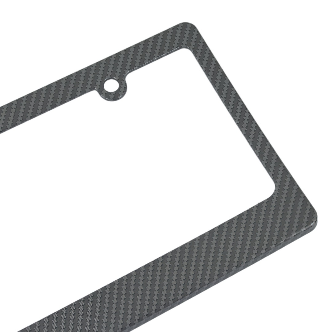 New Foreign Trade Model, American Standard White Plastic Carbon Pattern License Plate Frame with Narrow Top and Wide Bottom