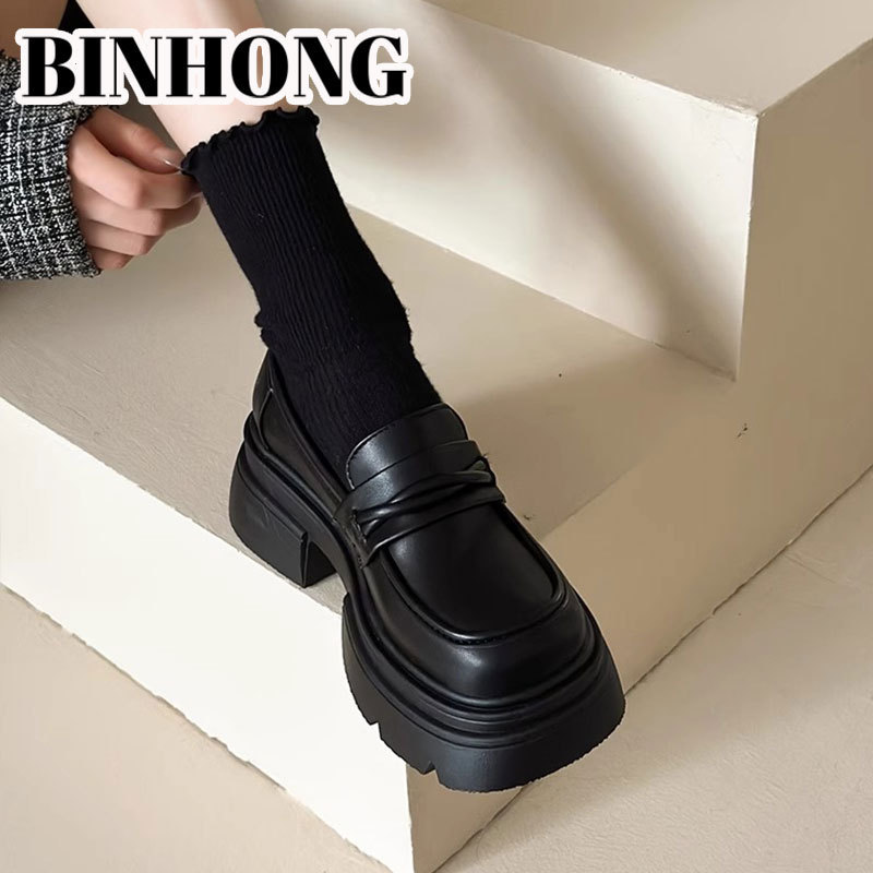 First-Layer Cowhide Thick-Soled Loafers for Women 2026 Spring/Summer New Style Height-Increasing Genuine Leather Jk Slip-On Shoes