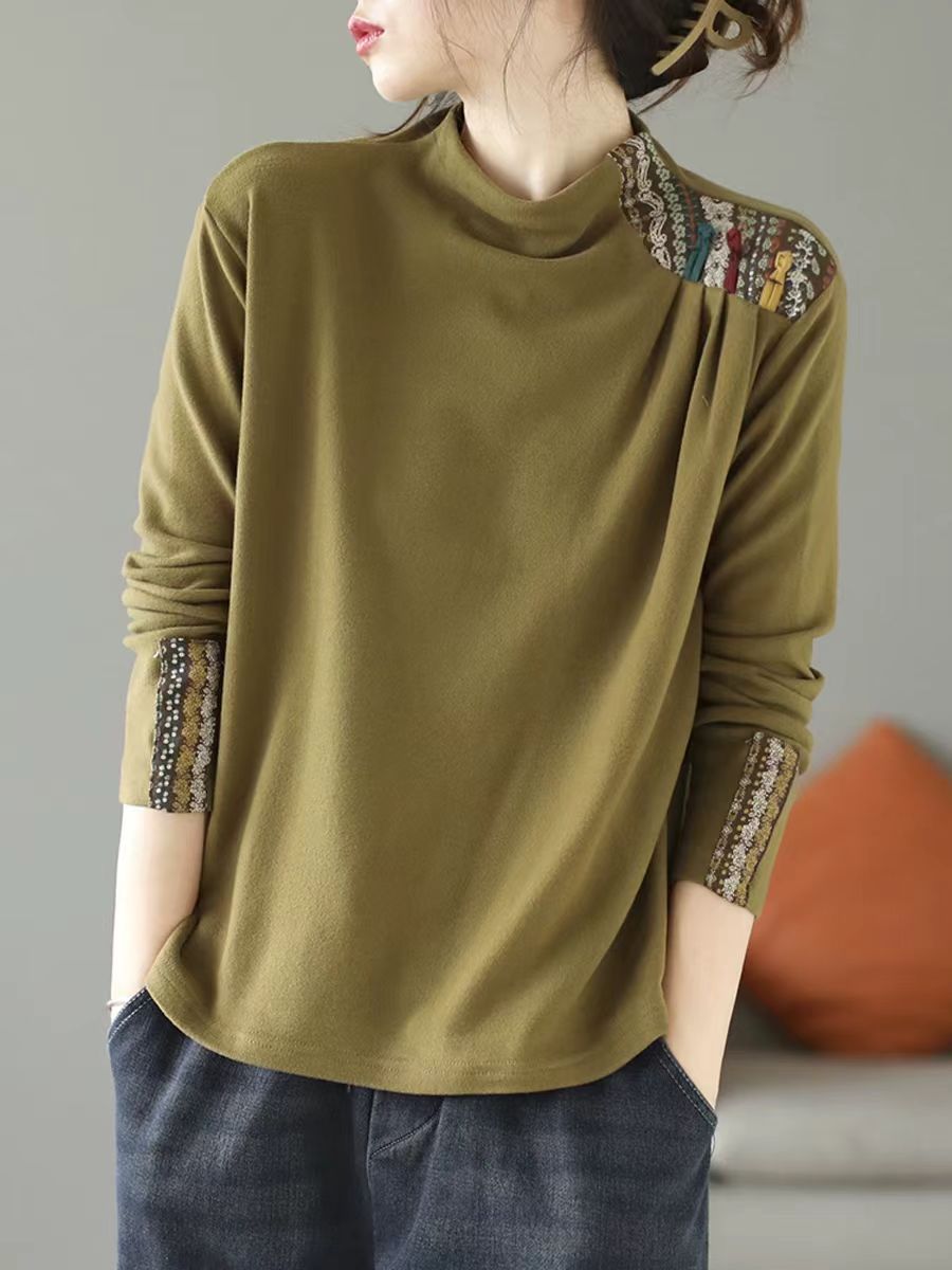 Autumn ethnic solid color base body-friendly keep warm long-sleeve
