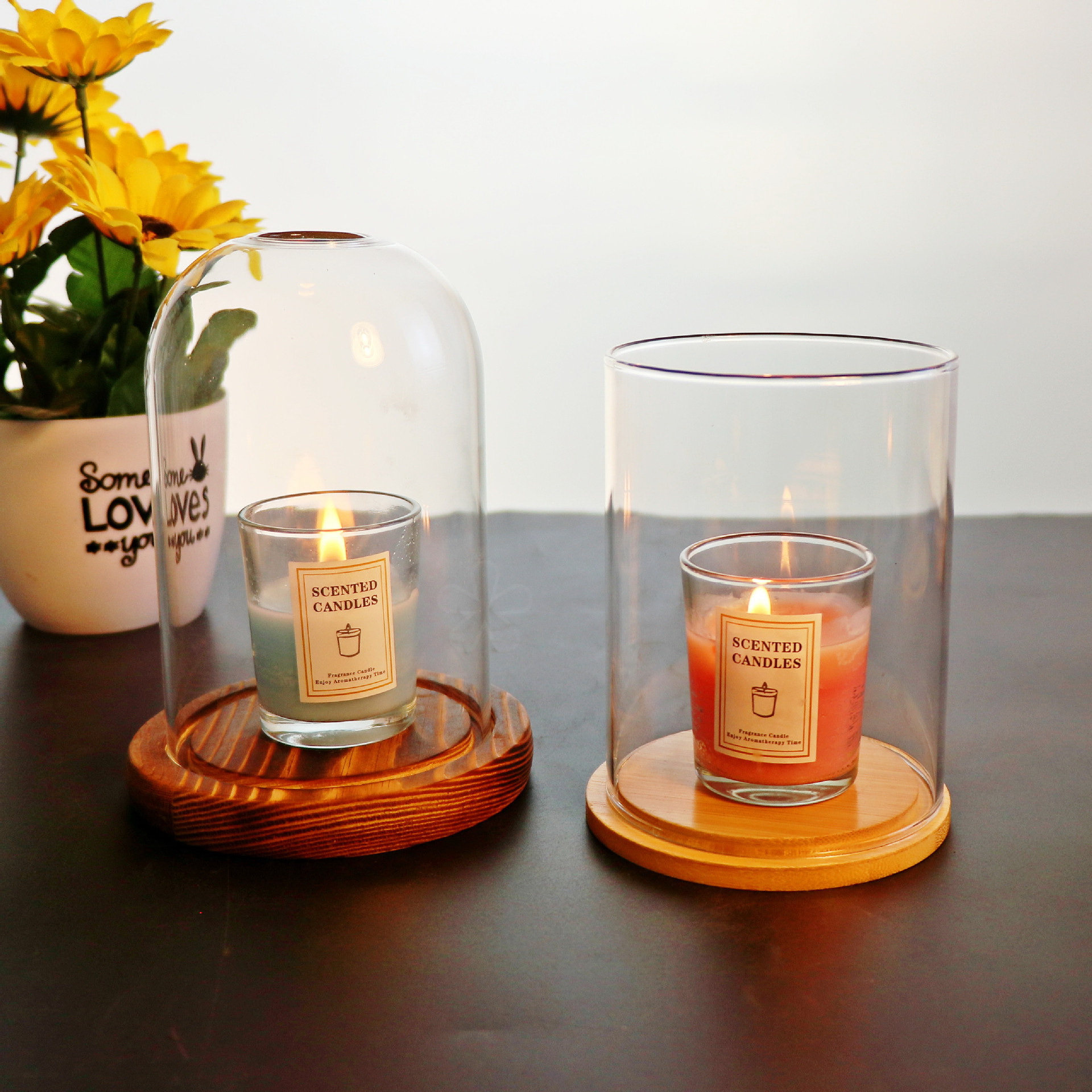 香薰蜡烛台diy防尘防风玻璃罩网红复古ins耐热透明瓶家居创意摆件