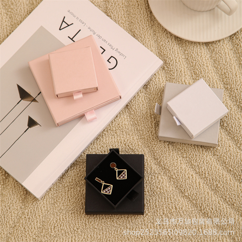 Factory Direct ultra-thin drawer box jewelry packaging carton necklace bracelet ring watch storage box logo can be added