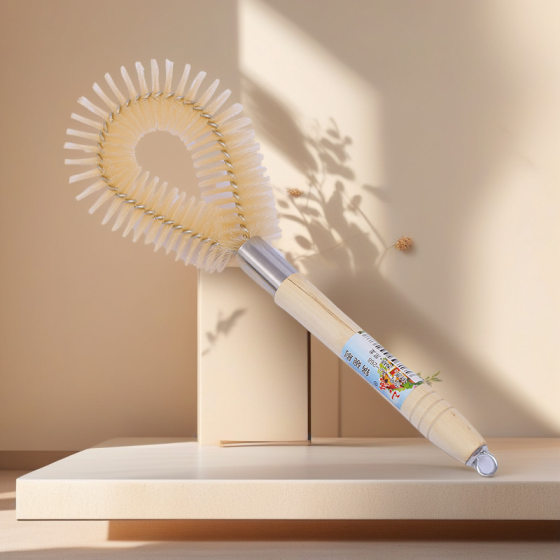 Factory supply bristle brush round head wooden handle bristle brush bristle brush non-oil pan brush home cleaning brush