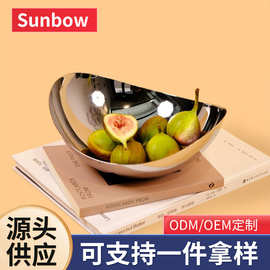 镜光不锈钢沙拉水果碗创意简约水果盘甜品盘餐厅家用餐厅用水果盘