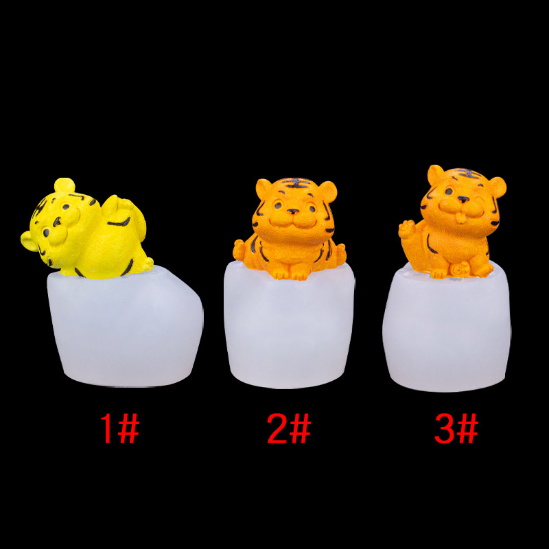 Tigre lindo molde de silicona dibujos animados aromaterapia vela jabón hecho a mano fondant chocolate ritmo seco pudín