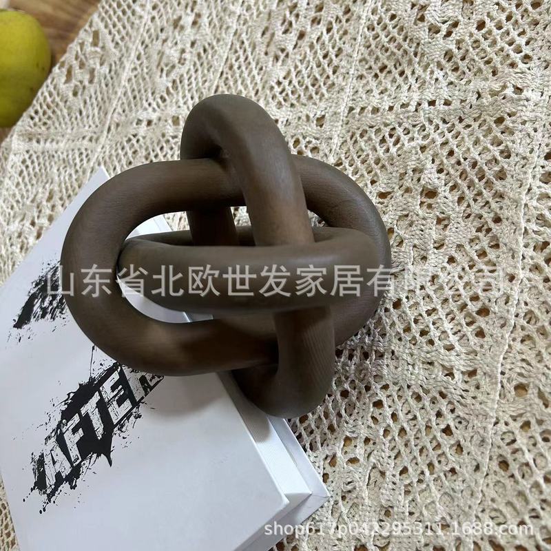木製チェーン工芸品三環ボタン木製家庭芸術置物3環楕円木結三環チェーン|undefined