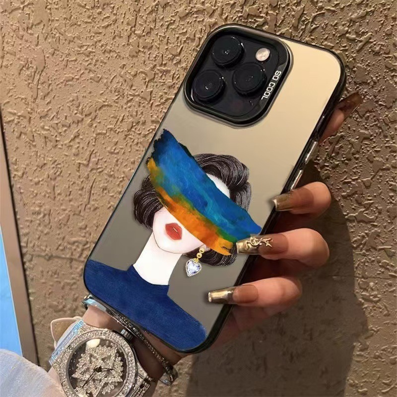 Nueva chica artística para iPhone 16 funda para teléfono móvil Apple 15promax/14 anti-caída 13pro personalidad 12