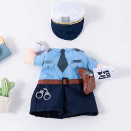 狗狗猫咪衣服抖音黑猫警长交警直立装宠物夏季可爱变身薄款站立装