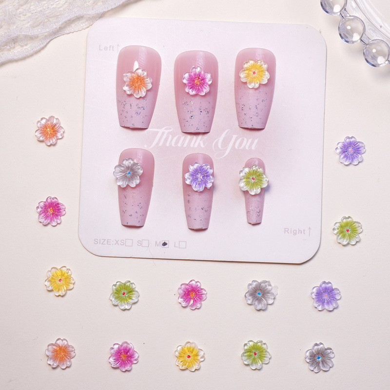 Ice-Clear Cherry Blossom Nail Art Accessories Resin Small Parts Handmade DIY Five-Petal Flower Hair Clips Earrings Nail Decoration Accessories Ice-Clear Cherry Blossom Nail Art Accessories Resin Small Parts Handmade DIY Five-Petal Flower Hair Clips Earrings Nail Decoration Accessories